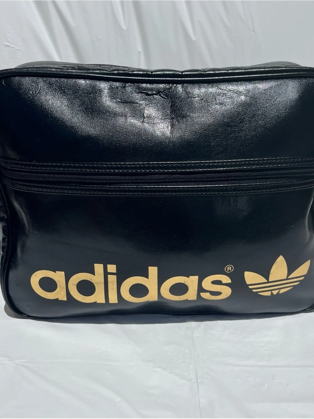 adidas Black and Gold Trefoil Messenger Bag